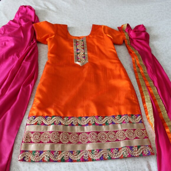 Orange & Pink Salwar - Picture 1 of 3